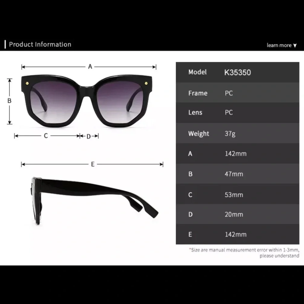 Unisex Square Nail Head Black & Grey Sunglasses